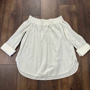 White Off The Shoulder Roll Sleeve Blouse Top, Size 4